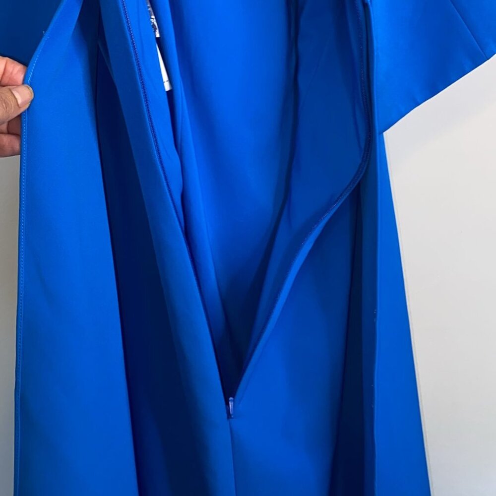 Teri Jon by Rickie Freeman blue collared cape dress - Picture 6 of 16
